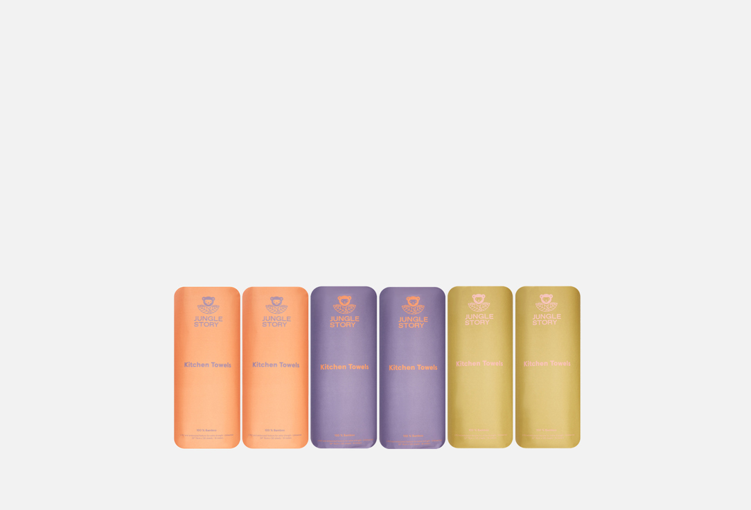 

Небеленые салфетки JUNGLE STORY, Bamboo Unbleached Kitchen Towels 6 шт