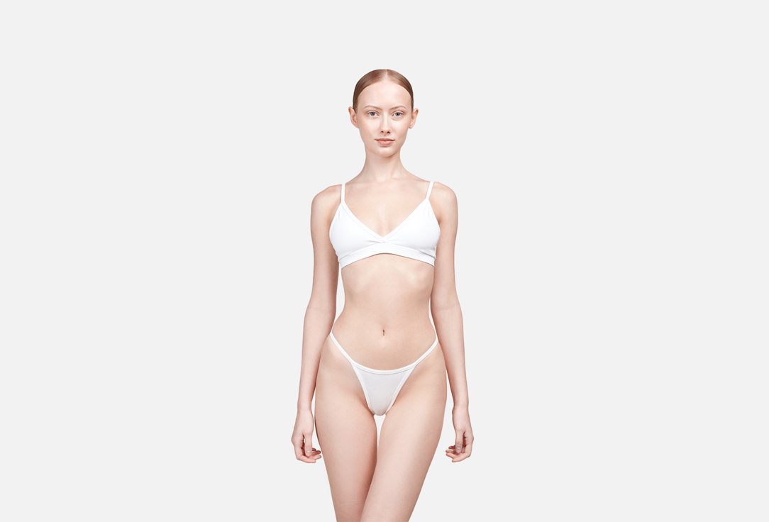 Изображение товара Трусы-танга из хлопка MY NYMPH айвори высокая посадка для женщин