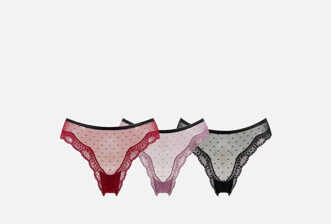 Комплект трусов AMAZONKA UNDERWEAR Guipure фиолетовый, черный, бордовый L мл