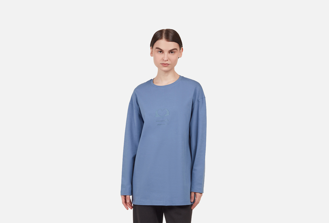 Изображение товара Женский оверсайз лонгслив MY Сердце голубика из хлопка с лайкрой