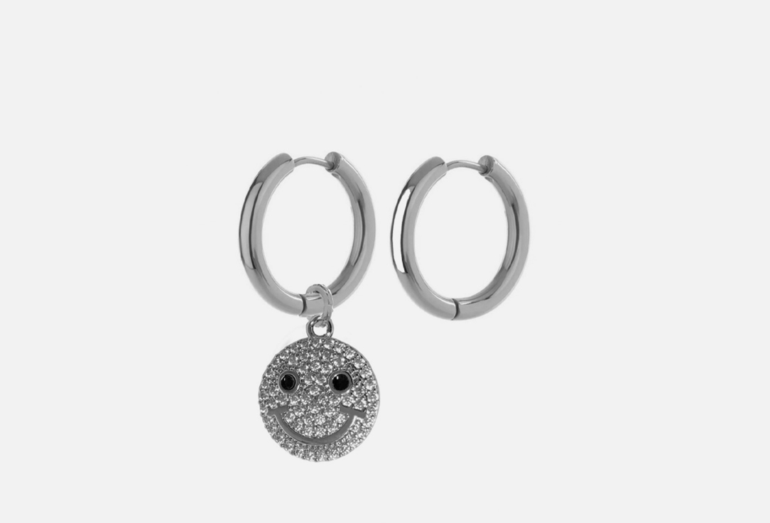 Серьги-кольца JEWEL4U C подвеской смайлик 2 шт серьги кольца jewel4u с готическим крестиком и жемчугом 2 шт