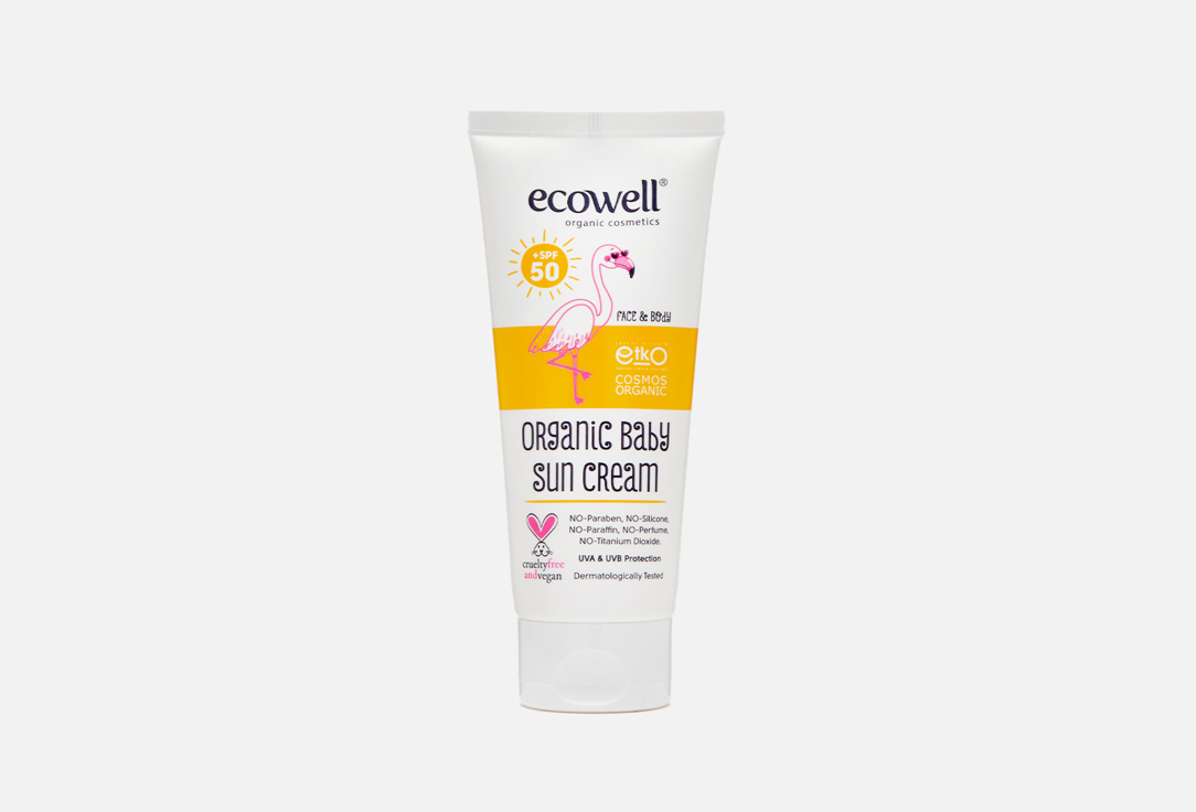 Детский солнцезащитный крем SPF50  Ecowell Organic Baby Sunscreen Cream  