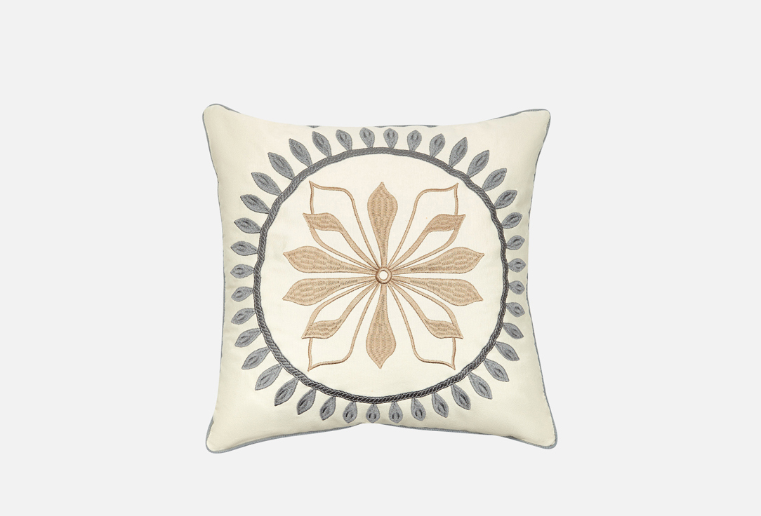 Изображение товара Декоративная подушка Towels by Shirokova Rimini 45×45 серо-бежевый чехол вышивка