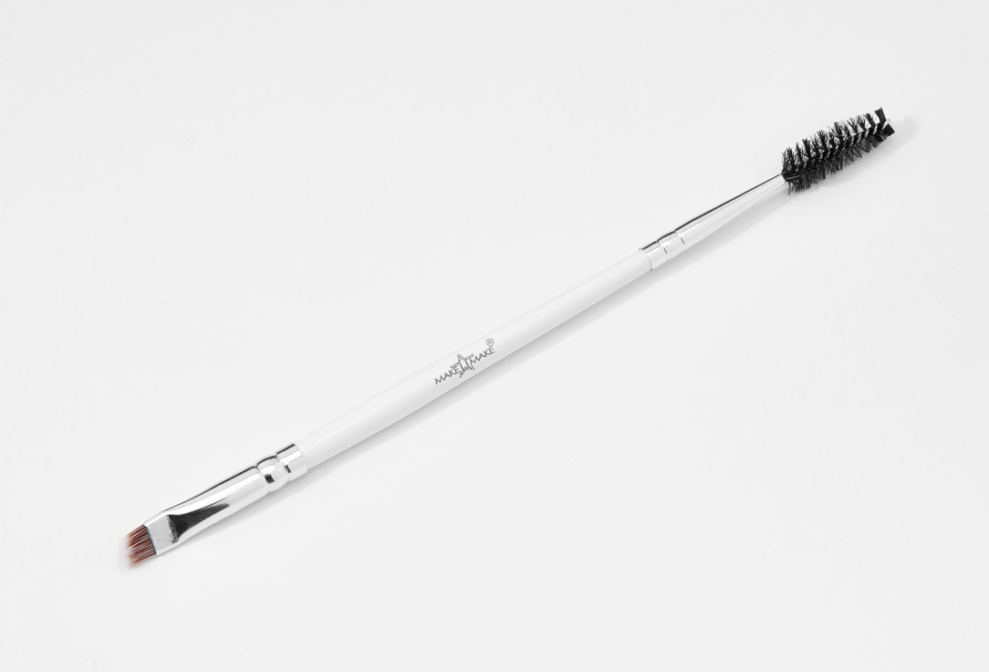 Скошенная кисть для бровей и стрелок со щёточкой MAKE U MAKE Beveled eyebrow brush 
