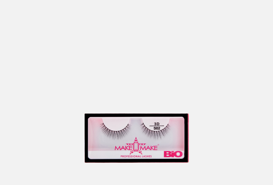 

Натуральные накладные ресницы MAKE U MAKE, Черный, BIO 3D S02 11 г