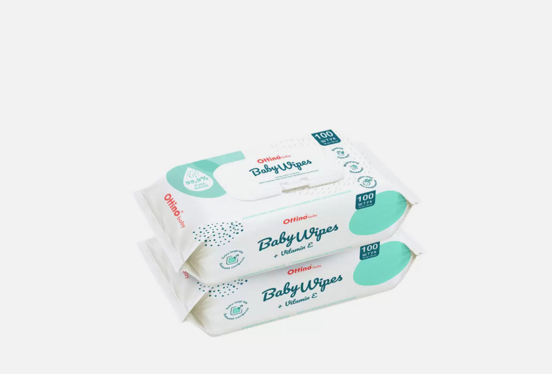 Изображение товара влажные салфетки Ottino детские 100шт*2уп