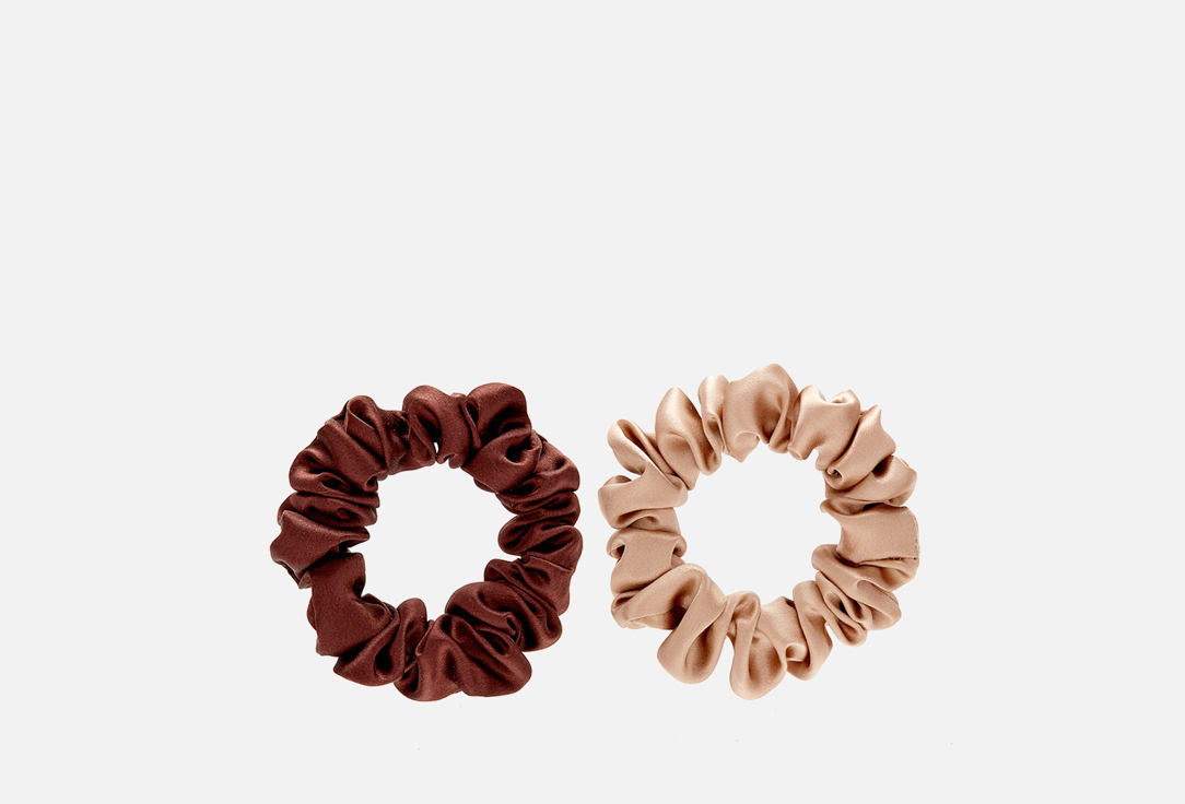 

2 средних шелковых резинки для волос 8 HORAS OF SILK, Latte+Chocolate 2 шт
