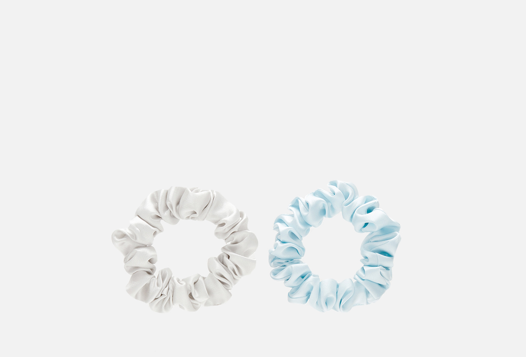 Изображение товара 2 средних шелковых резинки для волос 8 Horas of silk Silver+Sky