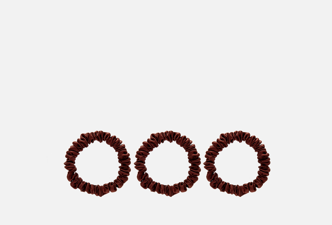 Изображение товара 3 узких шелковых резинки для волос 8 Horas of silk Chocolate