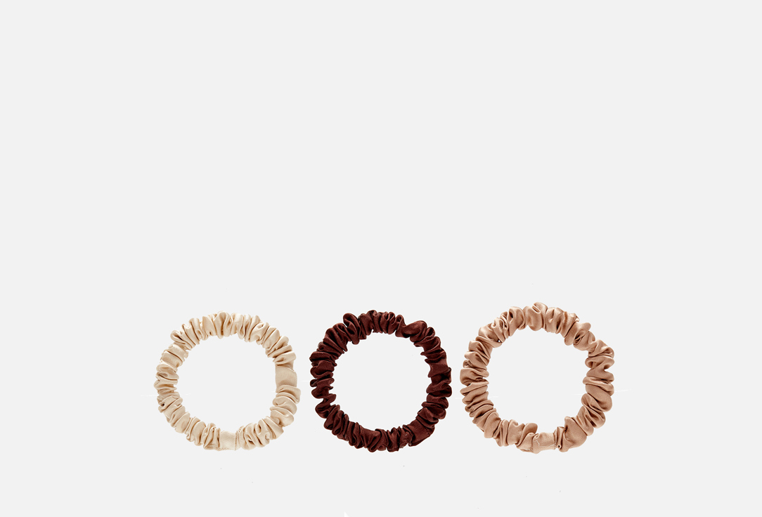 

3 узких шелковых резинки для волос 8 HORAS OF SILK, Chocolate, Latte, Sand 3 шт
