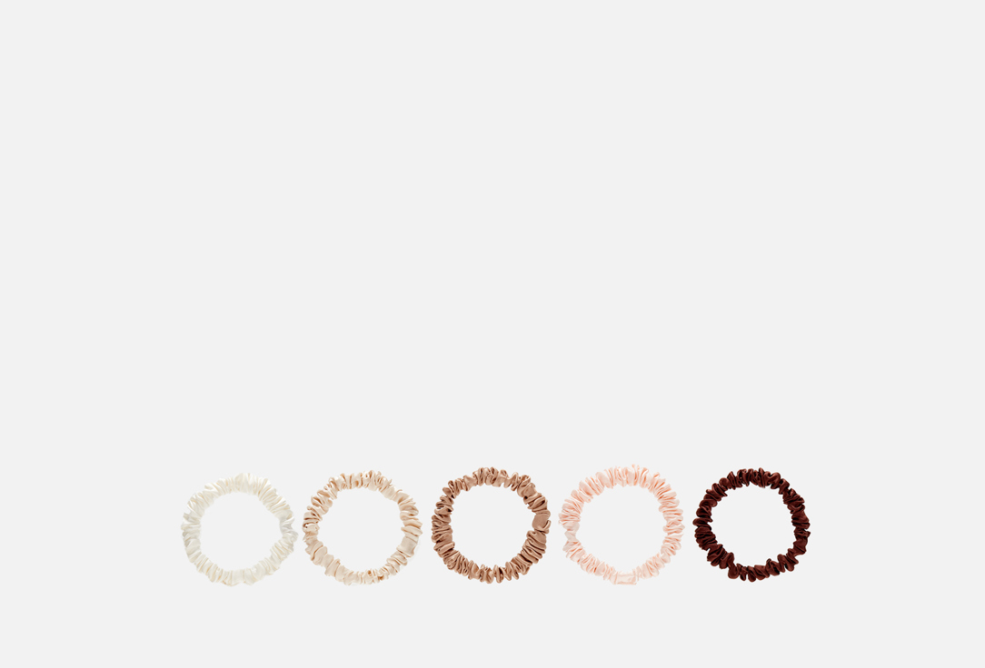 Изображение товара Набор из 5 узких шелковых резинок для волос 8 Horas of silk Latte