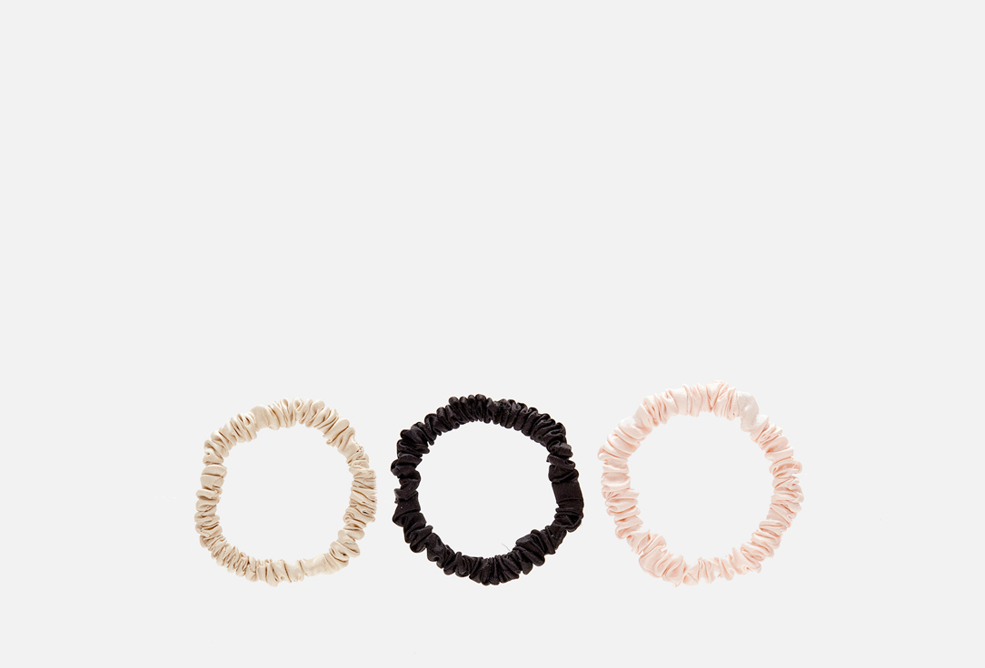 Изображение товара 3 узких шелковых резинки для волос 8 Horas of silk Midnight, Sand, Sunset