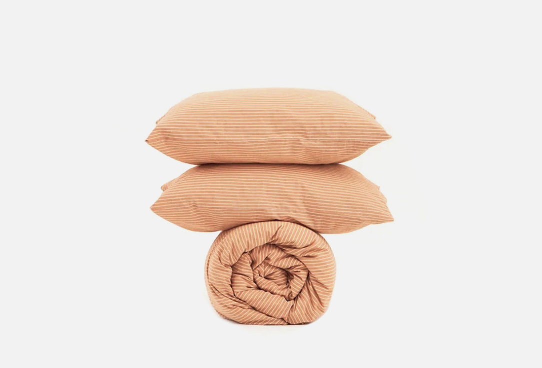 Комплект постельного белья MORФEUS Melange Peach Stripes, полутороспальный 