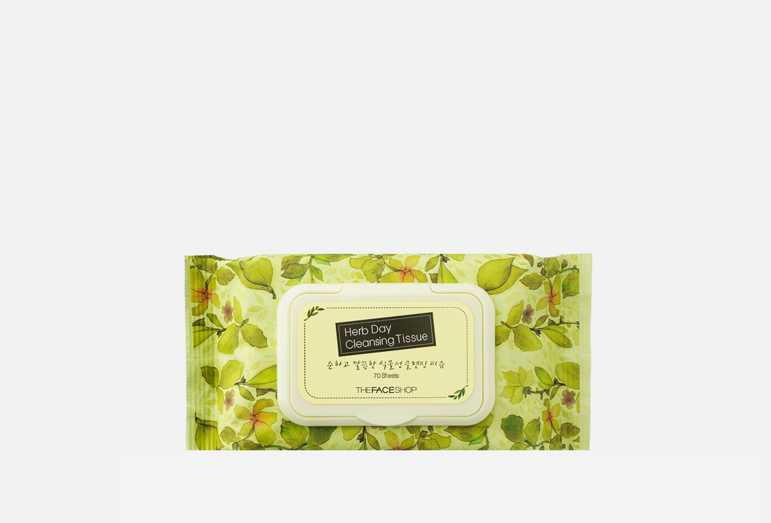 Очищающие салфетки THE FACE SHOP Herb day cleansing tissue 70 шт