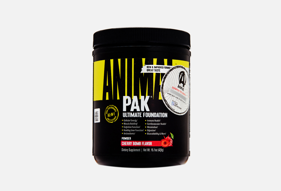 

Мультивитаминный комплекс ANIMAL, Pak, со вкусом Вишневой бомбы в порошке 429 г