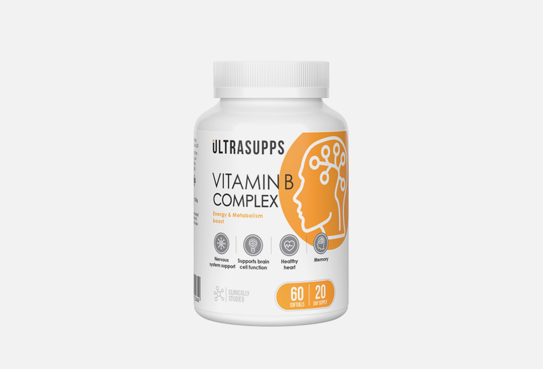 Комплекс витаминов для сохранения спокойствия ULTRASUPPS Витамин В1 5 мг, витамин В2 5 мг, витамин В6 5 мг в капсулах 60 шт бад для снижения тревожности нормотим литий витамины группы b 60 шт