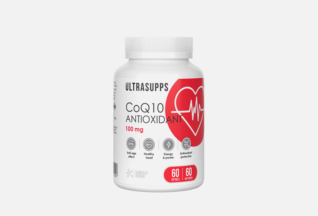 БАД для поддержки сердечно-сосудистой системы ULTRASUPPS Коэнзим Q10 100 мг в капсулах 60 шт бад омеганол коэнзим q10 30 капсул по 0 6 г