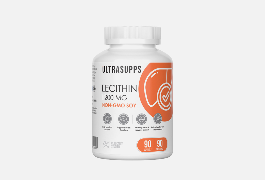 БАД для поддержки пищеварения ULTRASUPPS Лецитин 1200 мг в капсулах 90 шт ultrasupps соевый лецитин 1200 мг 60 мягких капсул ultrasupps