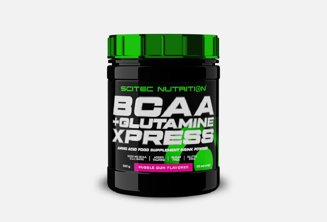 Аминокислоты SCITEC NUTRITION BCAA+Glutamine Xpress Бабл Гам в порошке 300 г scitec nutrition amino charge 570гр кола