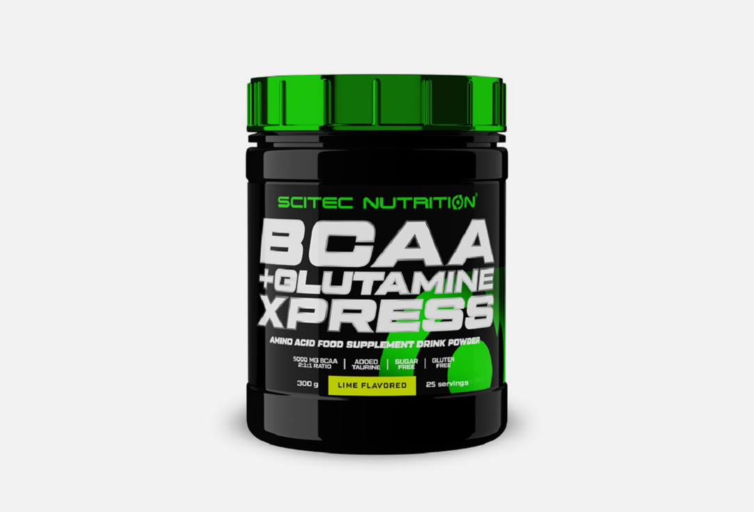аминокислоты bcaa glutamine xpress scitec nutrition 600 г Аминокислоты SCITEC NUTRITION BCAA+Glutamine Xpress лайм в порошке 300 г