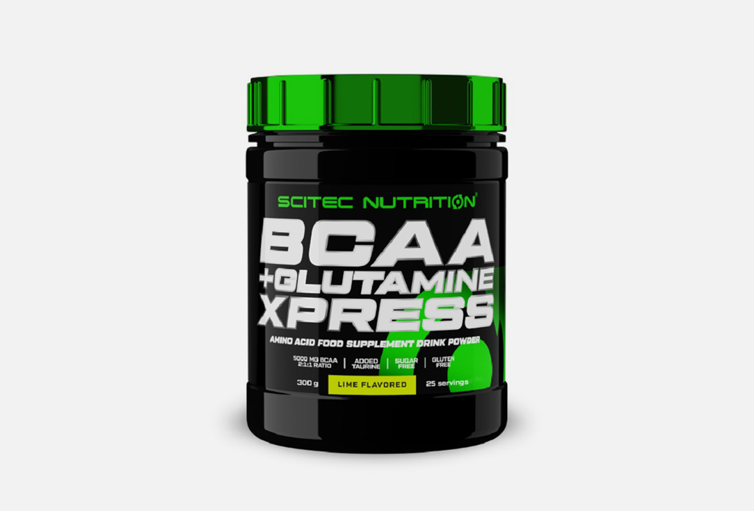 Аминокислоты SCITEC NUTRITION BCAA+Glutamine Xpress лайм в порошке 300 г scitec nutrition eaa xpress 400 гр киви лайм