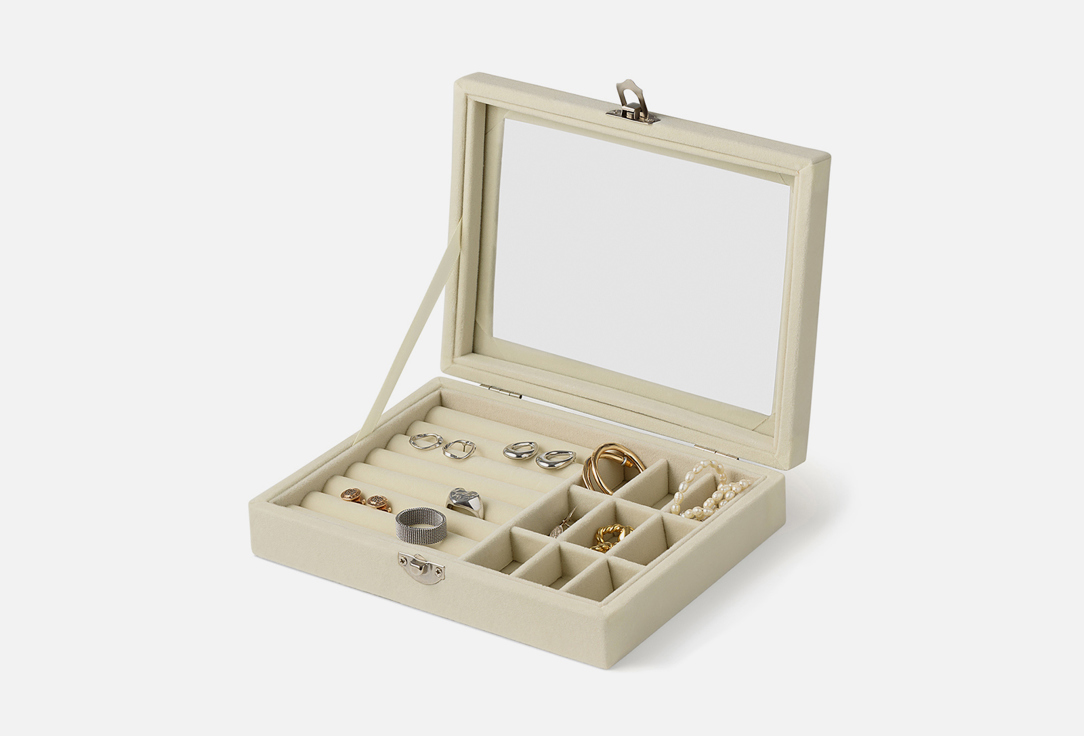 

Шкатулка для украшений REVOLUT, Бежевый, Бежевая с прозрачной крышкой 1 шт