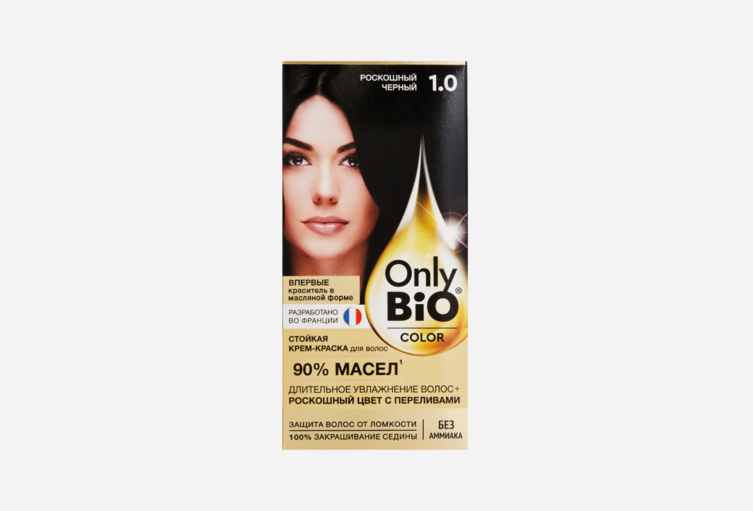 Стойкая крем-краска для волос  ONLYBIO COLOR 1.0, Роскошный черный 