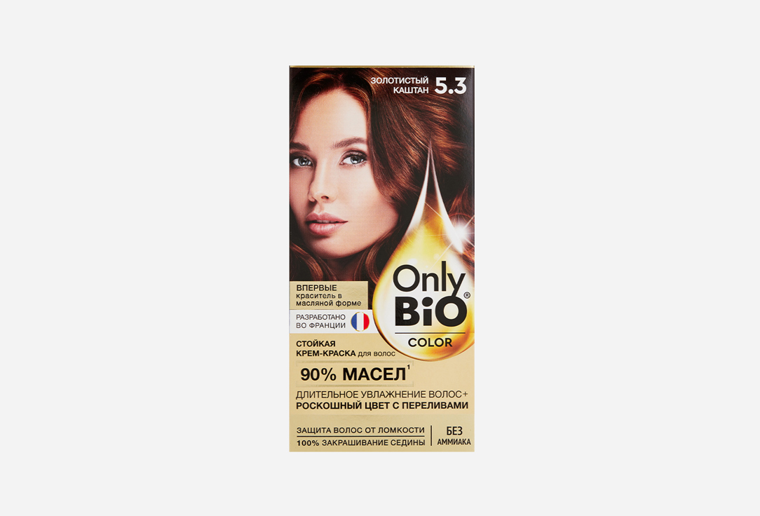 Стойкая крем-краска для волос  ONLY BIO COLOR 5.3, Золотистый каштан