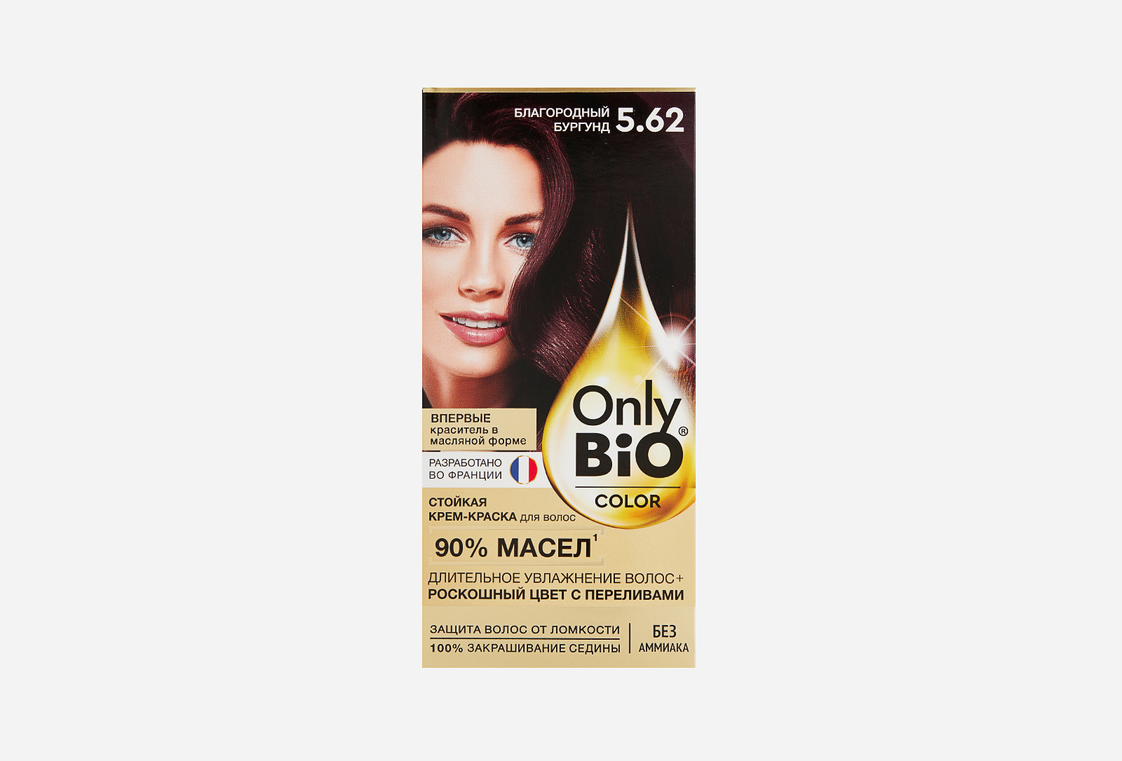 Only Bio Стойкая крем-краска для волос COLOR 5.62, Благородный бургунд ...