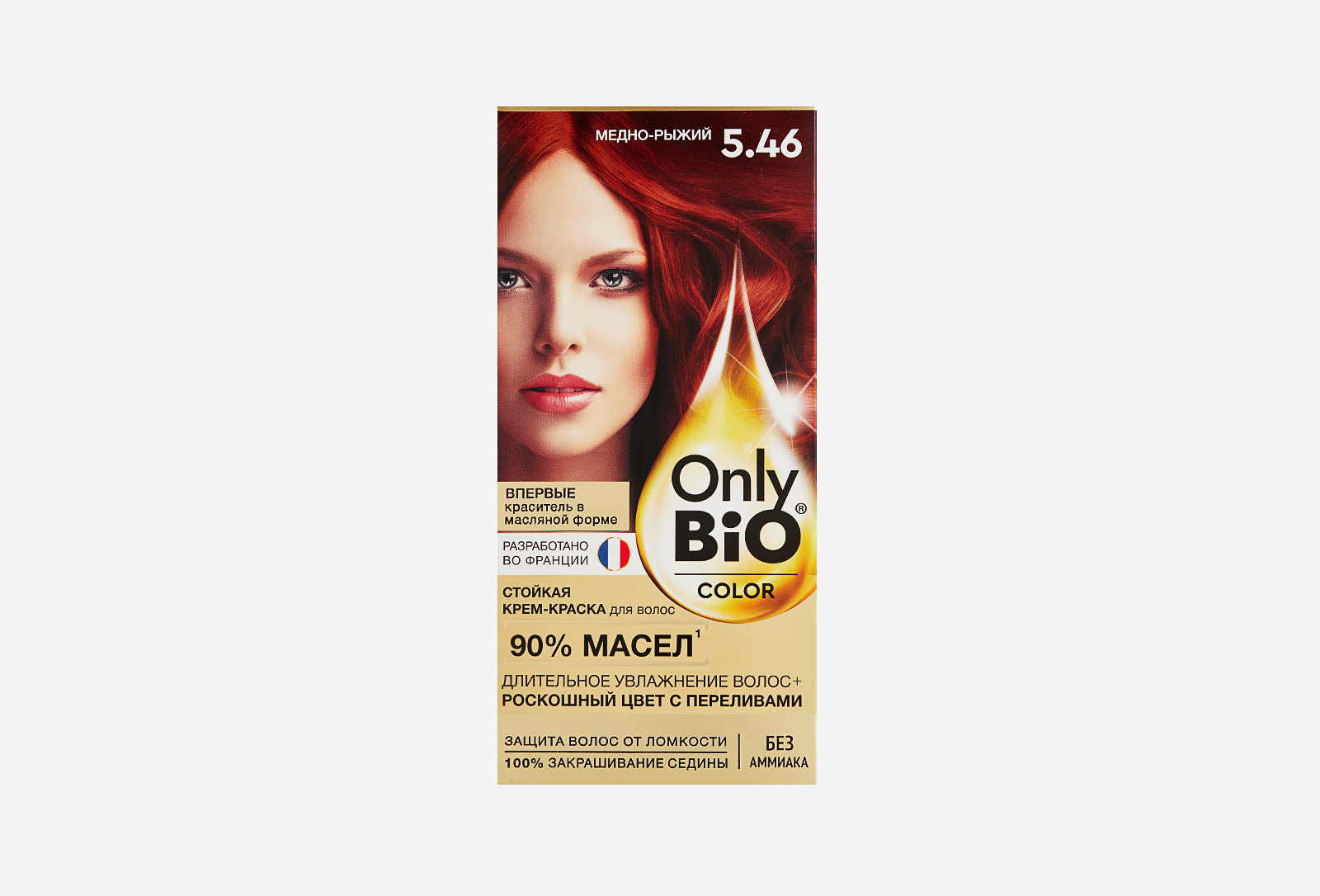 Only Bio Стойкая крем-краска для волос COLOR 5.46, Медно-рыжий 115 мл ...