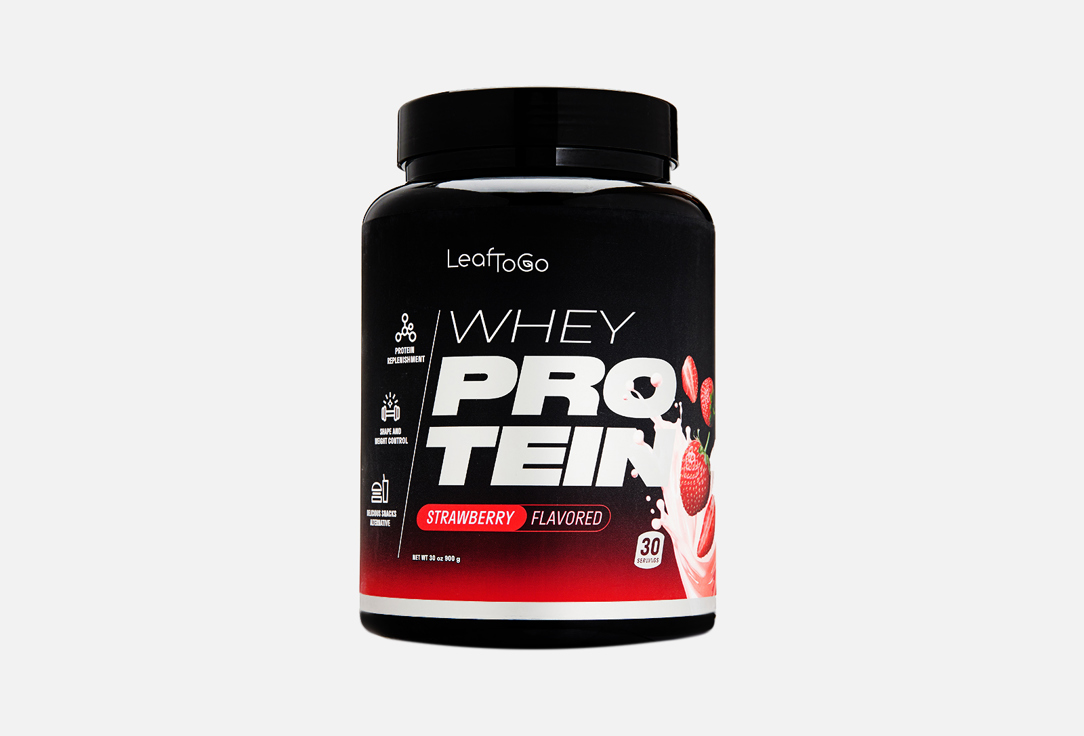 Протеин LeafToGo клубника Лизин 2372 мг, Лейцин-изолейцин 3679 мг в порошке 