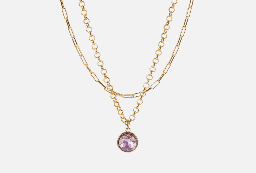 Изображение товара Колье с ювелирным стеклом из бижутерного сплава позолота для женщин