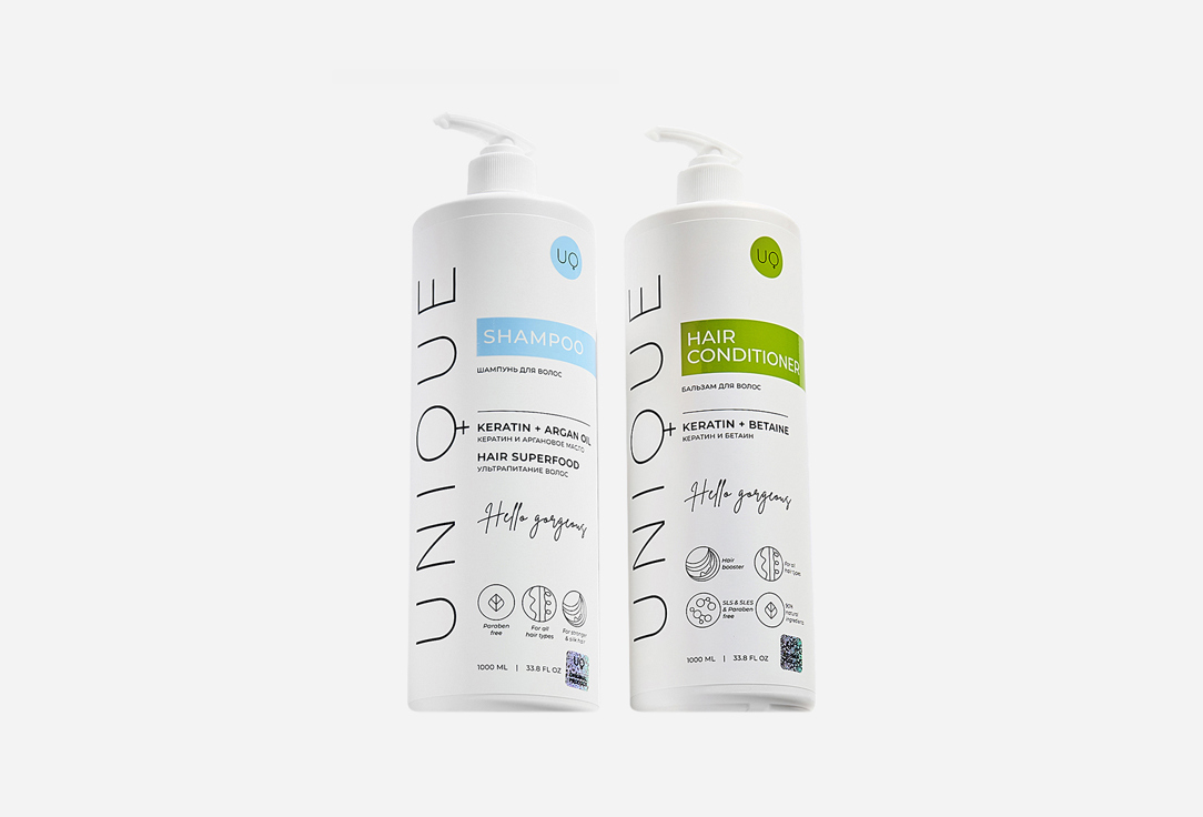 

Набор: Шампунь+бальзам для волос UNIQUE PRO, Keratin & argan oil + keratin & betaine 2 шт