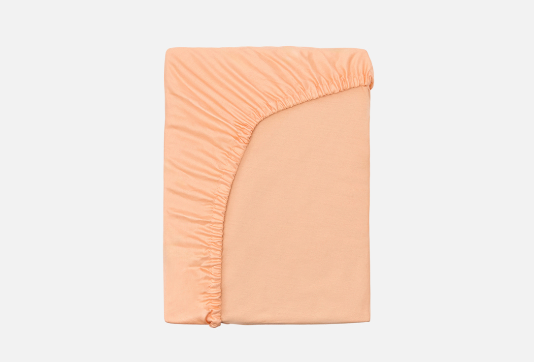 Изображение товара Простынь на резинке TAYU Peach Fuzz 180х200 см двухслойная оранжевая сатин люкс