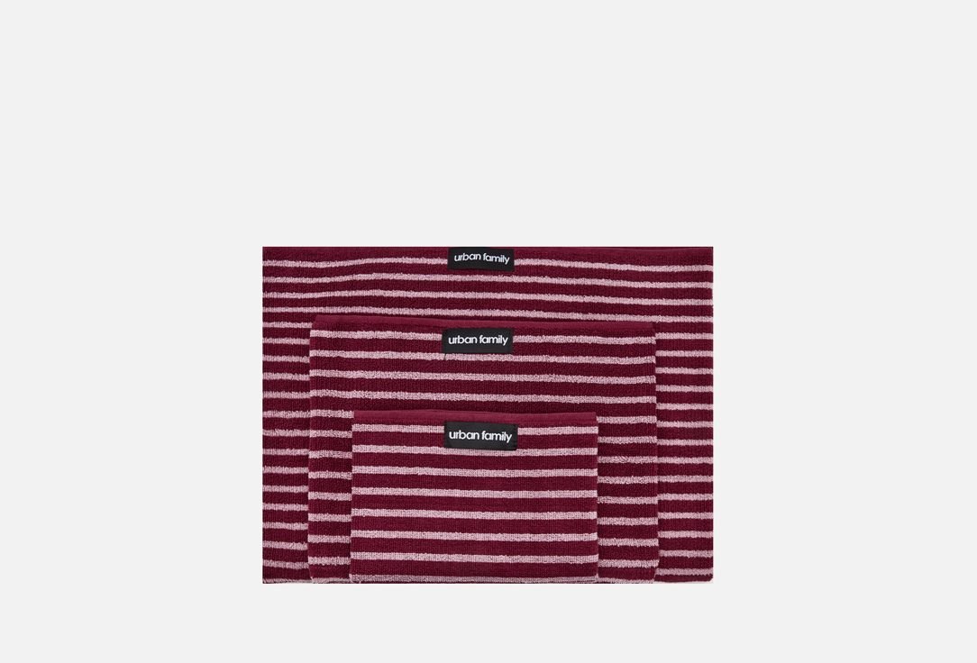 

Набор полотенец махровых URBAN FAMILY, Бордовый, Alket Полоса 3 шт