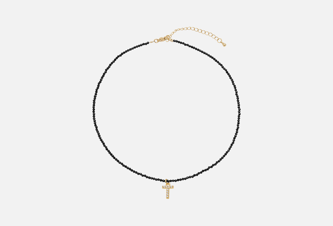 Изображение товара Колье из шпинели Attribute Shop с буквой T с цирконами золотистое