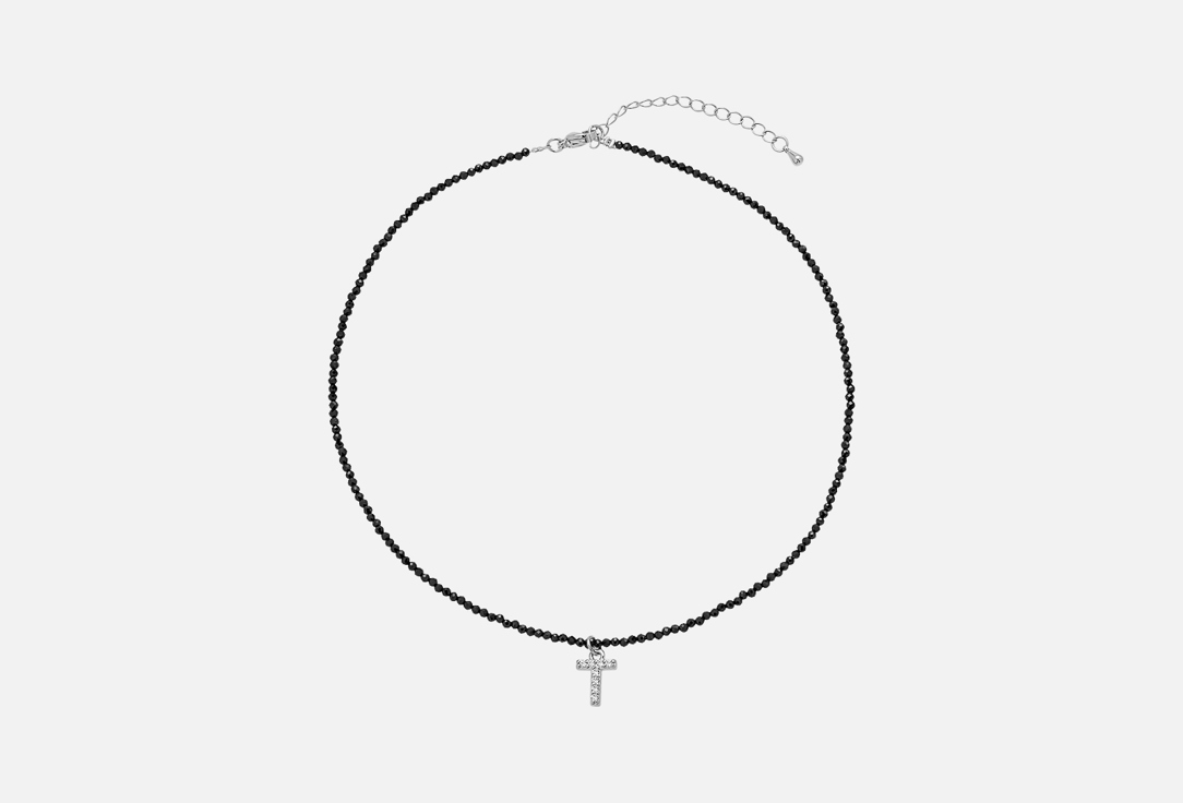 Изображение товара Колье из шпинели с буквой Т и цирконами, серебристое украшение для женщин