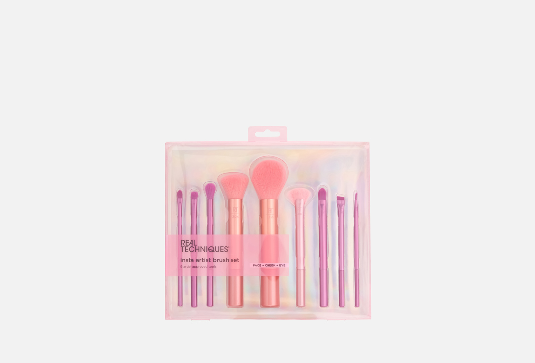 

Набор кистей для макияжа REAL TECHNIQUES, Розовый, Insta artist brush set 9 шт