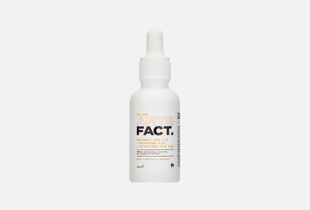 

Интенсивно увлажняющая сыворотка для лица ART & FACT, Hyaluronic Acid 1,5% + Resveratrol 0,5% 30 мл