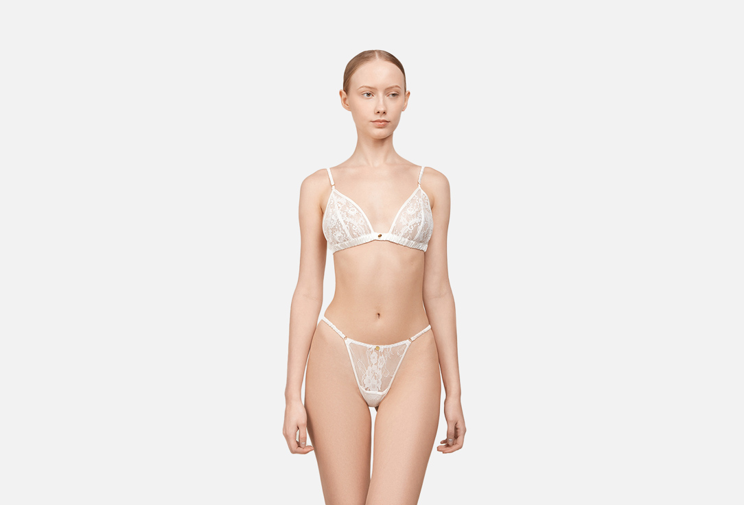 Изображение товара Кружевные стринги silk lovers белые из шелка и нейлона для женщин