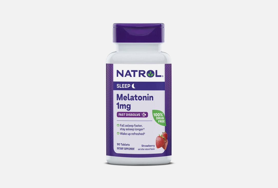 Мелатонин NATROL 1 мг в таблетках для рассасывания со вкусом клубники 