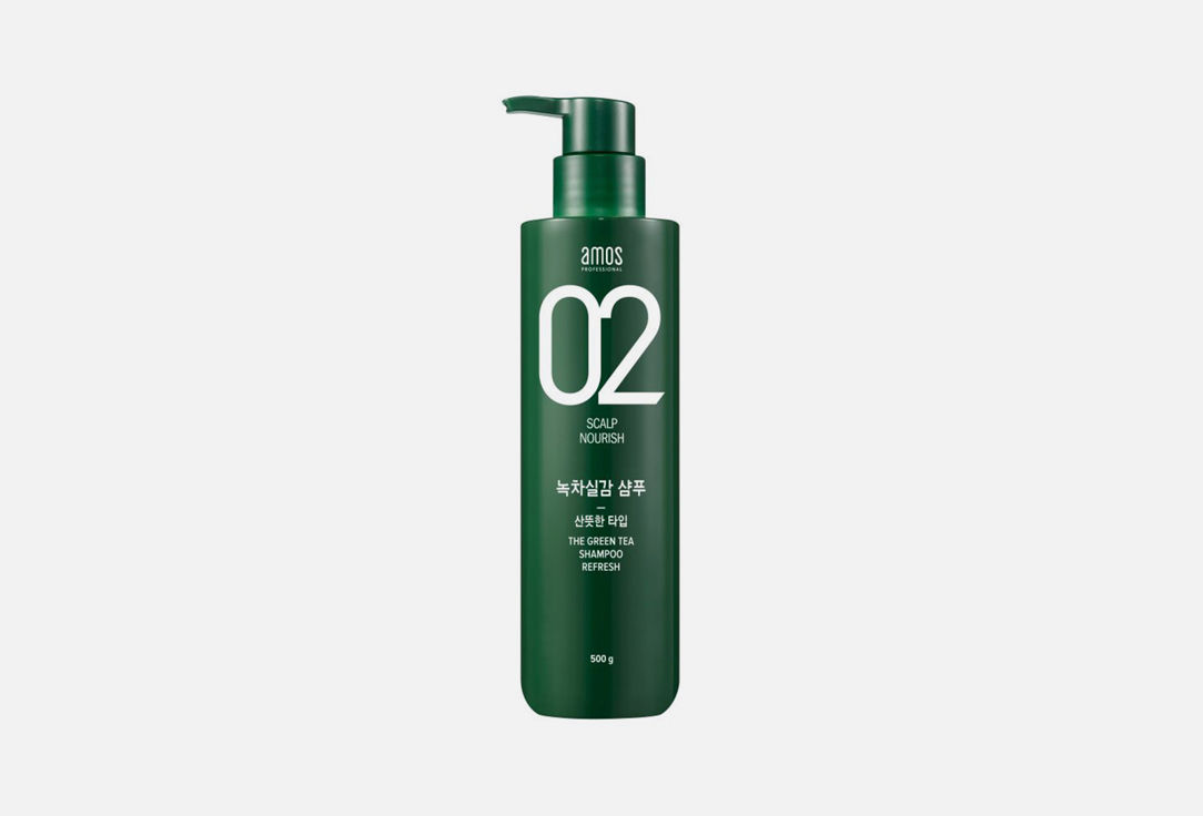 цена освежающий Шампунь для волос AMOS PROFESSIONAL THE GREEN TEA 500 мл