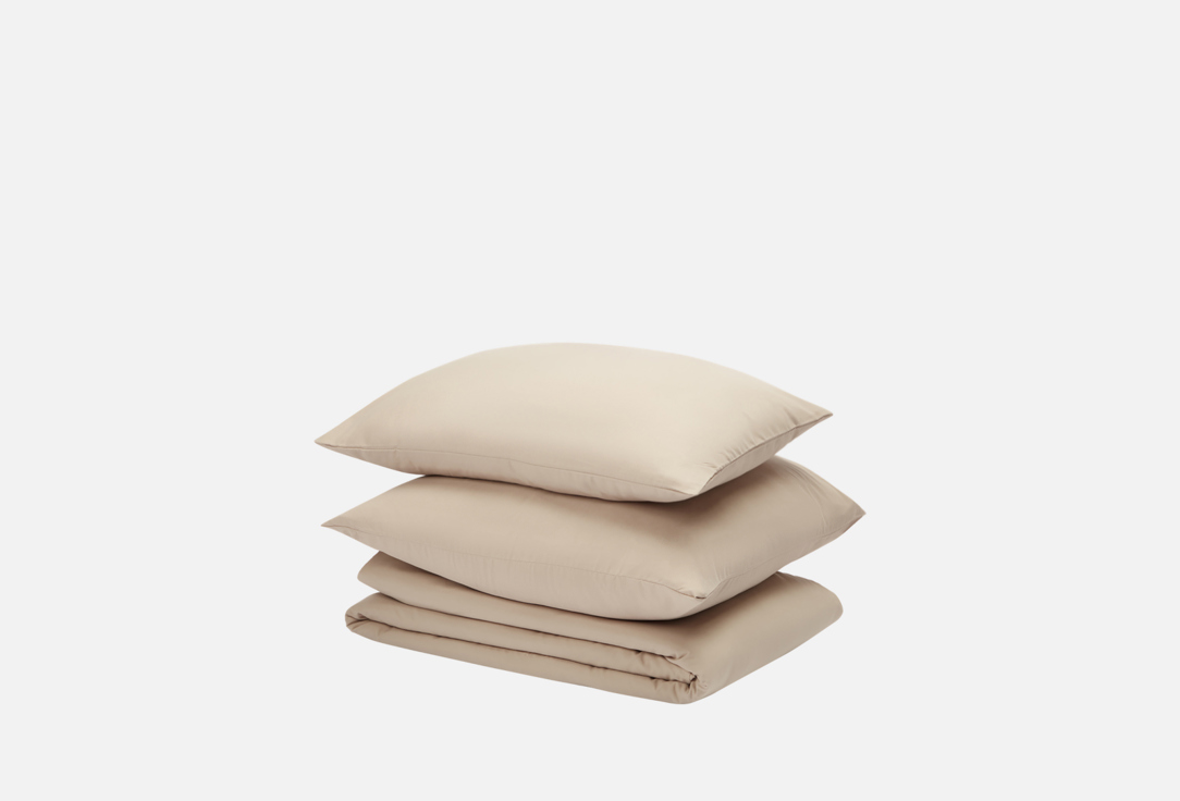 Изображение товара Комплект постельного белья Ситрейд сатин евро бежевый 220x230 см с наволочками 50x70