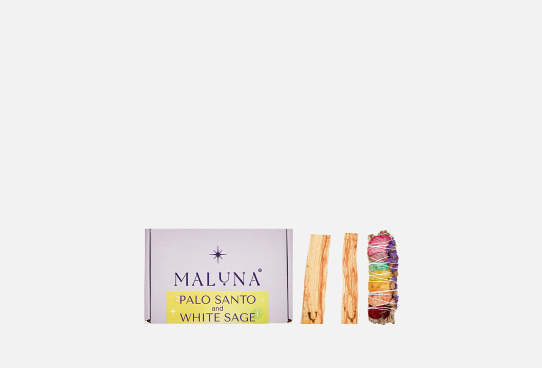 Подарочный набор MALUNA Palo Santo&white sage 7 chakras 3 шт набор чакр 7 12 дюймов набор из 7 хрустальных поющих чакр с чехлом для переноски для йоги лекарств здорового глубокого расслабления