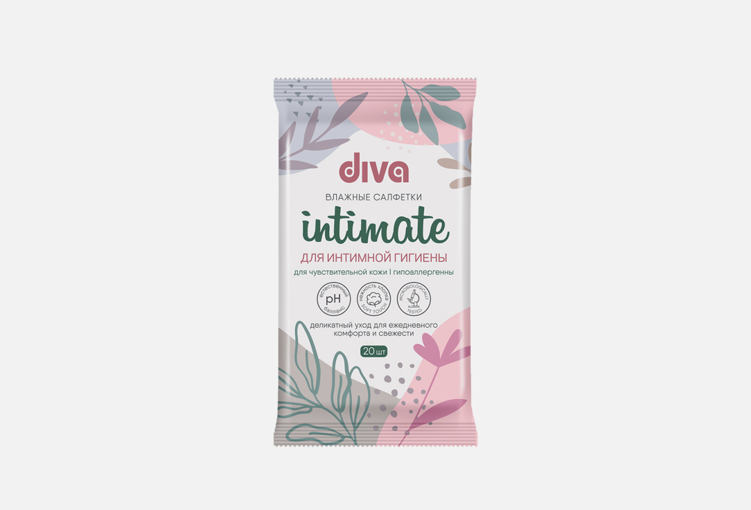 Влажные салфетки DIVA Для чувствит кожи 20 шт влажные салфетки для интимной гигиены каждый день 15 шт