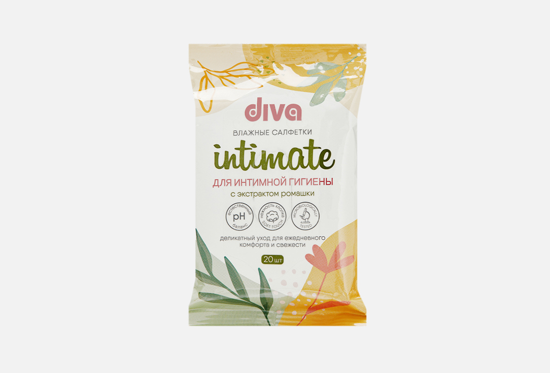 Изображение товара Влажные салфетки для интимной гигиены Diva с ромашкой 56 шт