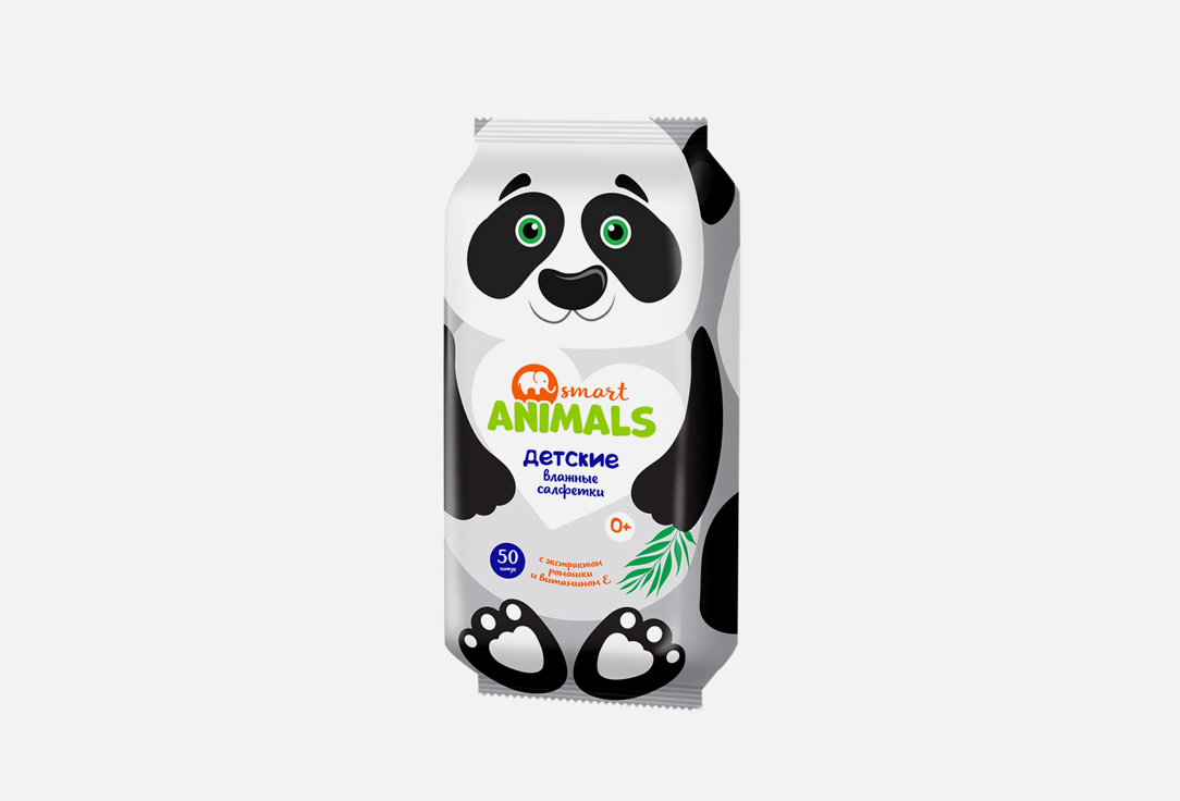 Влажные салфетки SMART ANIMALS С ромашкой и витамином Е 50 шт цена и фото