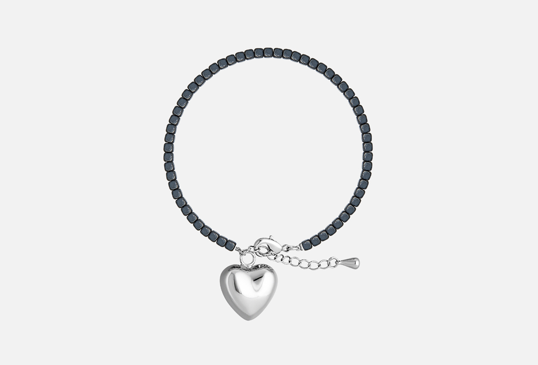 браслет из гематита с кулоном ФЕТИШ Graphite hematite bracelet with heart charm 1 шт