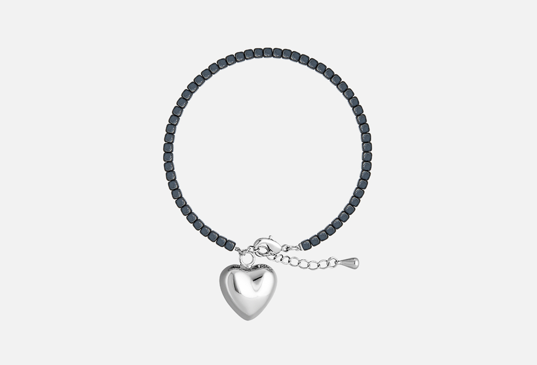 Изображение товара браслет из гематита с кулоном Фетиш graphite hematite bracelet with heart charm