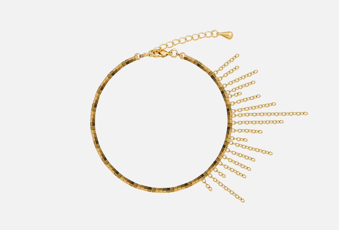 браслет из гематита ФЕТИШ Bracelet made of hematite and brass Piter golden color 1 шт